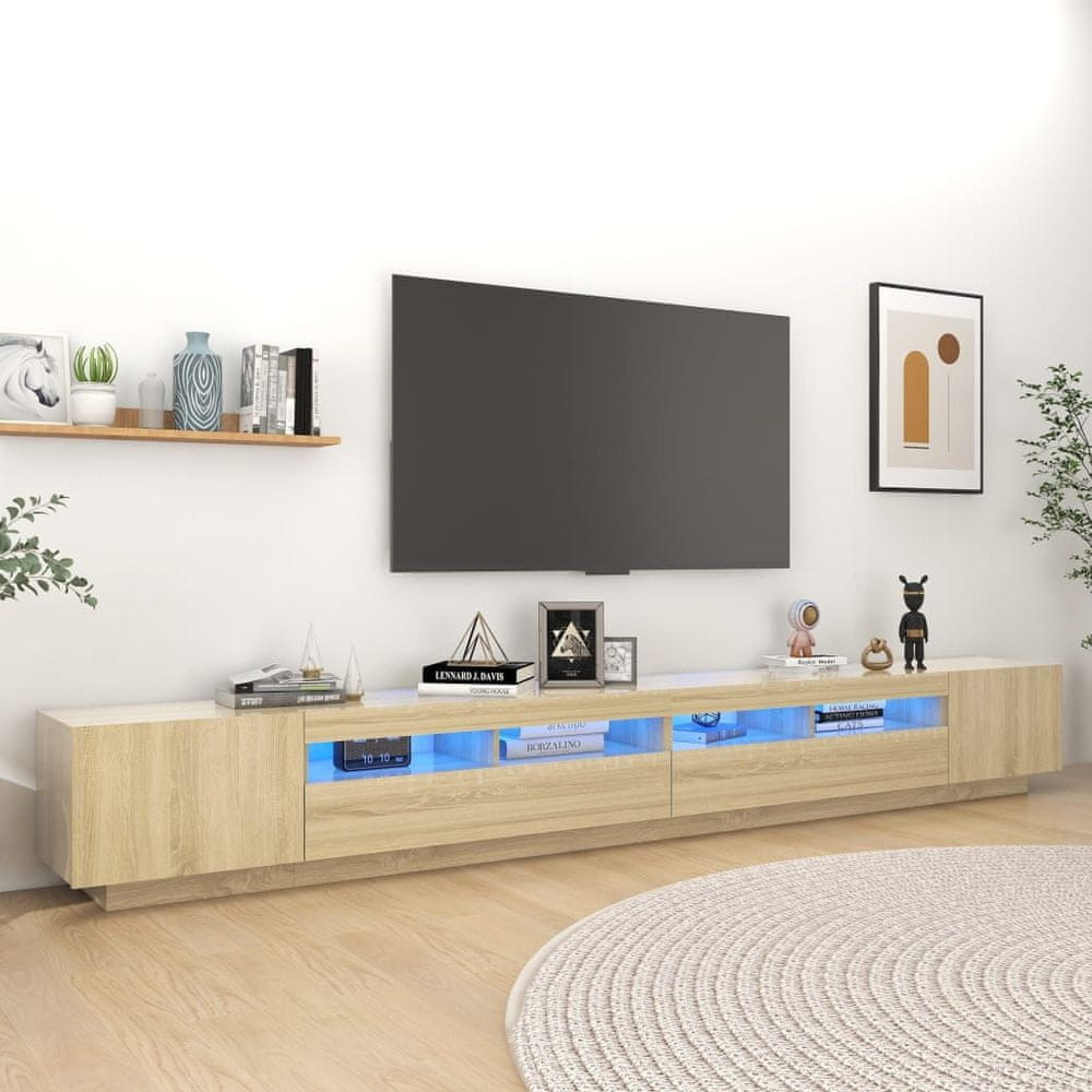 Vidaxl TV skrinka s LED svetlami dub sonoma 300x35x40 cm